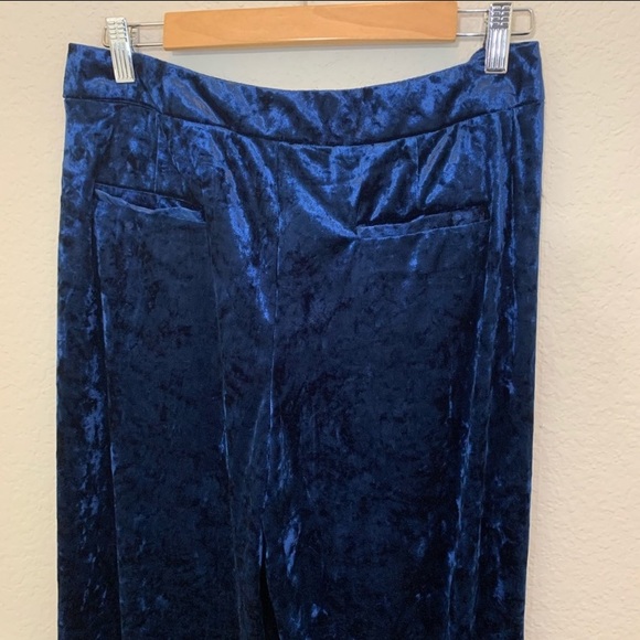 CYNTHIA ROWLEY Velvet Pants Dark Blue Wide Leg - Picture 5 of 8